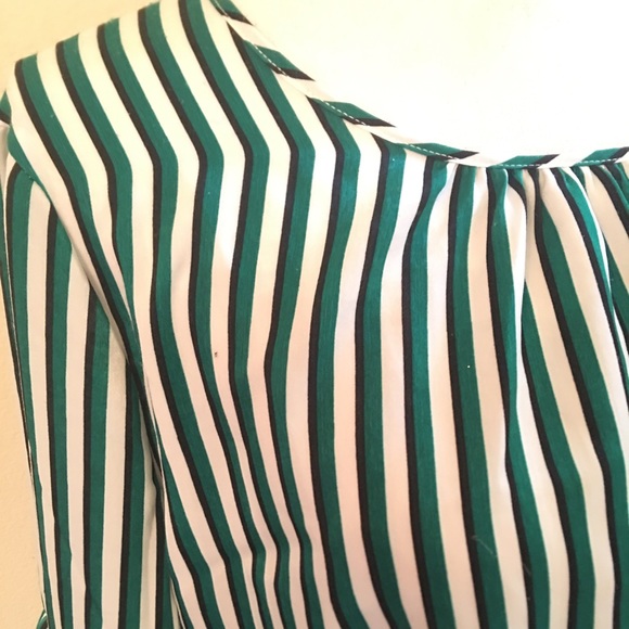 New Green Black Stripe Top with Tie in Back - Picture 3 of 7